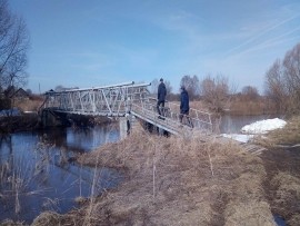 Низководный мост через реку Вичкинза затоплен в Дивеевском районе Нижегородской области