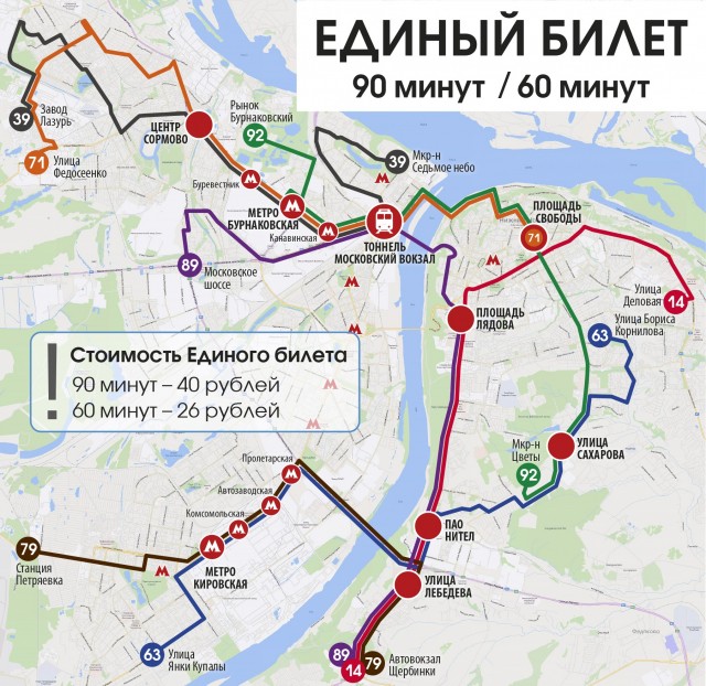 "Единый билет" на 60 и 90 минут вводится между семью частными маршрутами в Нижнем Новгороде