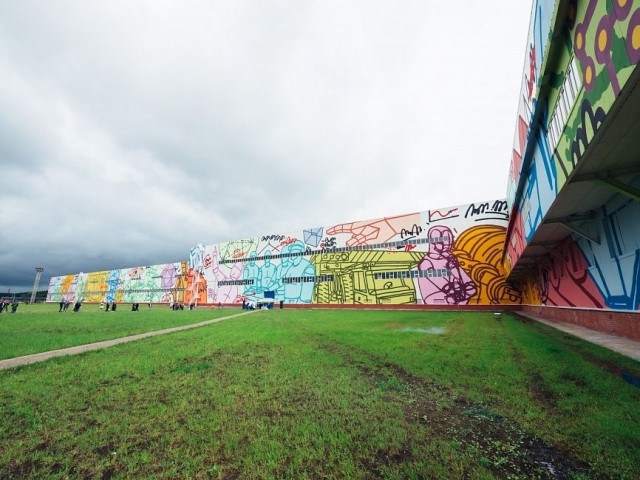 Монументальное граффити на здании Выксунского металлургического завода претендует на попадание в Книгу рекордов Гиннесса