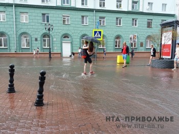 Центр Нижнего Новгорода затопило ливнем 19 июня
