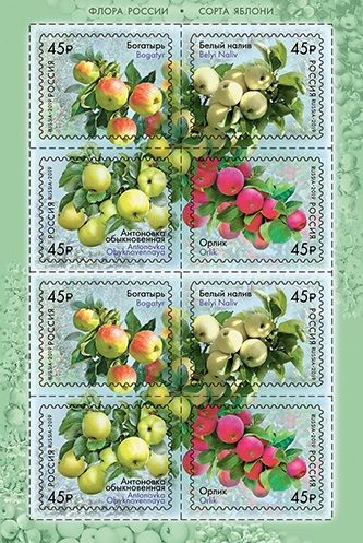 Российские сорта яблок появились на почтовых марках