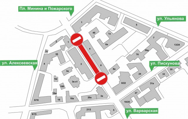 Улицы Варварскую и Минина в Нижнем Новгороде перекроют в апреле