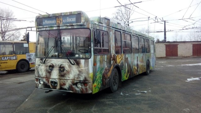 Граффити используют для украшения троллейбусов в Дзержинске Нижегородской области