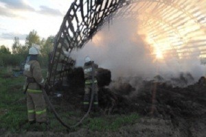 Ангар с сеном сгорел в Кстовском районе Нижегородской области
