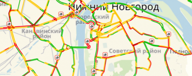 Десятибалльные пробки сковали Нижний Новгород утром 7 февраля