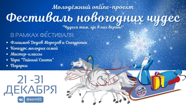 Виртуальный "Фестиваль новогодних чудес" пройдет в Нижнем Новгороде 21 - 31 декабря