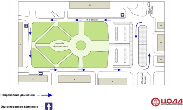 Схема движения изменена в районе площади Буревестника в Нижнем Новгороде